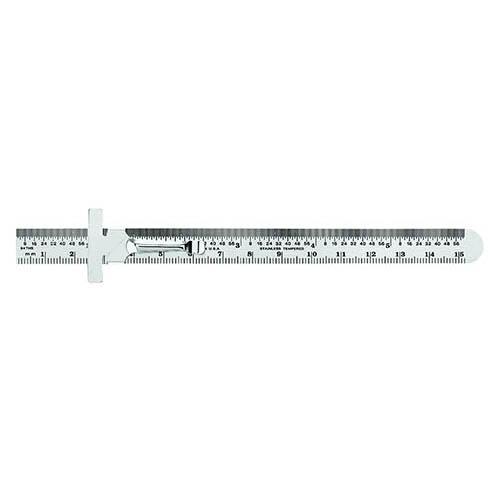 Piano 6" Stainless Steel Pocket Ruler (millimeters and 64ths)