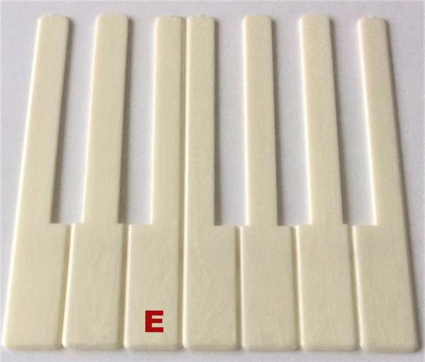 Piano Keytop Simulated Satin Ivory 6" Length, 2" Long Head - Individual Replacement Key