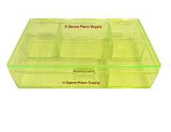 Piano Plastic Storage Box, 5 Compartments, Neon Yellow