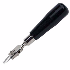 Piano Hammer Voicing Tool 4 Needle with Plastic Handle, Angled Head