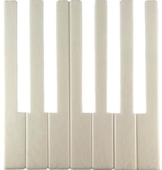Piano Keytops Simulated Satin Ivory 6" Length, 2" Long Head (1 Octave)