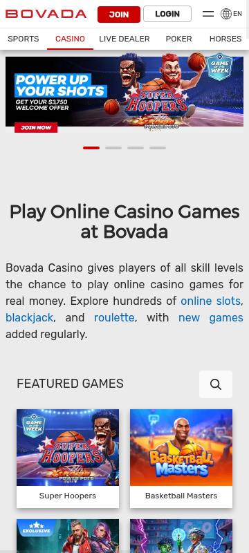 Bovada mobile screenshot