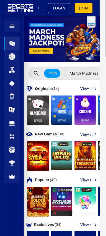 Sportsbetting mobile screenshot